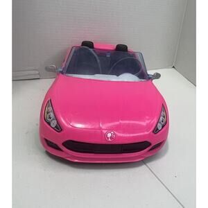 Barbie Convertible Toy Car, Bright Pink with Seatbelts/rolling Wheels No Mirror